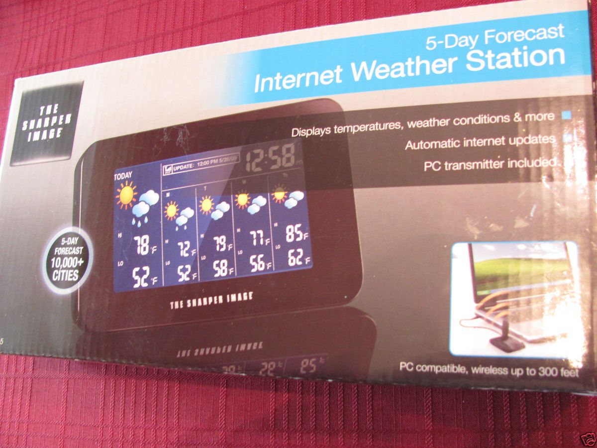 The Sharper Image Internet Weather Station   5 Day Forecast NIB Color 