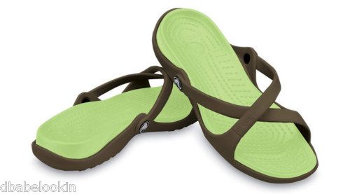 Crocs Size W4 Sporty Adara Chocolate Celery Brand New