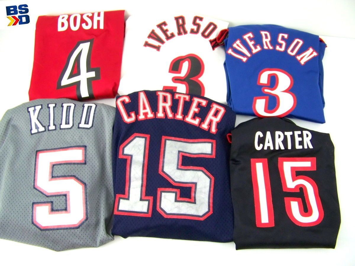 LOT of 6 NBA Basketball Jerseys Champion Adidas Reebok CARTER BOSH 