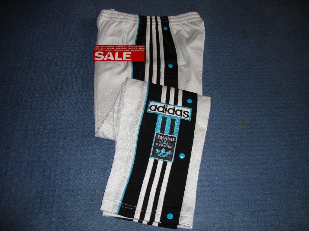 ADIDAS 3 STRIPES BASKETBALL PULL TEAR OFF POPPER JOGGERS PANTS 