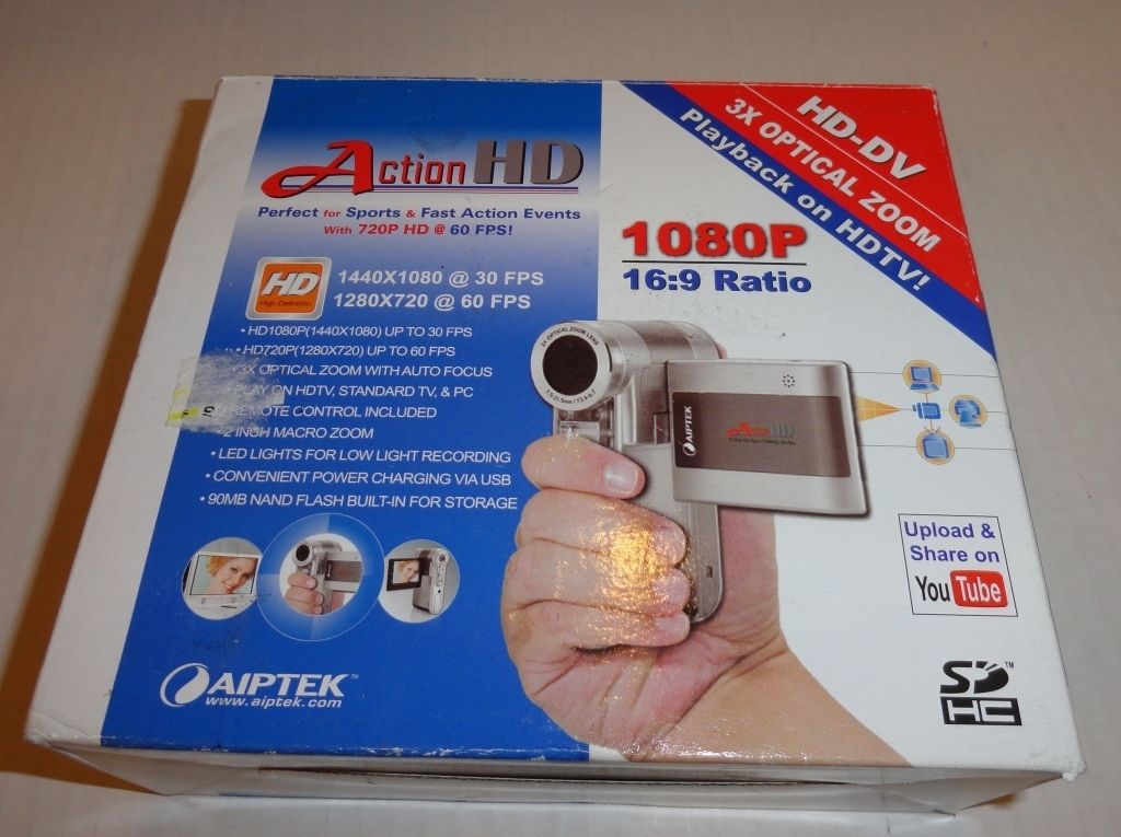 Aiptek Action Silver High Def 1080p Digital Camcorder 3X Optical Zoom 