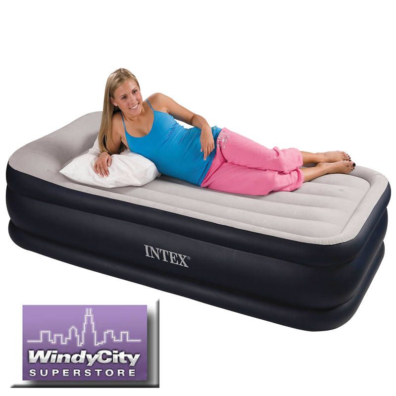 Intex Twin Raised Airbed Air Mattress Bed w Pump New