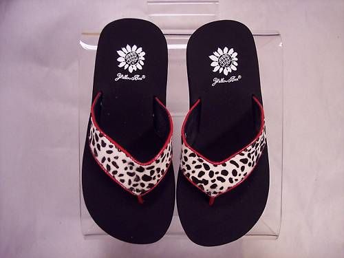 Yellow Box Flip Flop Aileen White Black Dalmatian Print