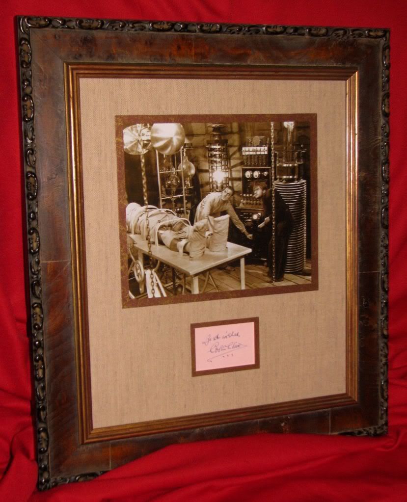 Colin Clive Autograph in Display Frankenstein Boris Karloff