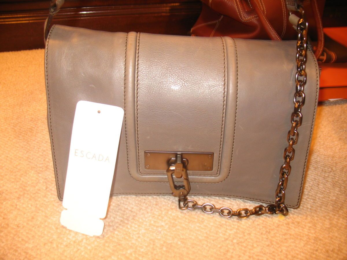 New Authentic Escada Weathered Gray Bag GREAT hardware. $1350