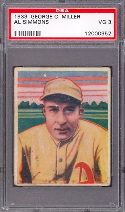 1933 George C Miller Al Simmons HOF Chicago PSA 3