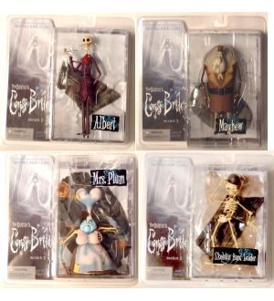 set of 4 includes 1x mrs plum 1x mayhew 1x albert 1x skeleton