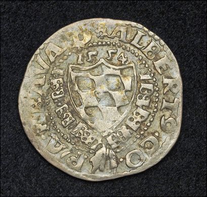 1554 Bavaria Duchy Albert V Early Silver 3 Kruezer Coin R