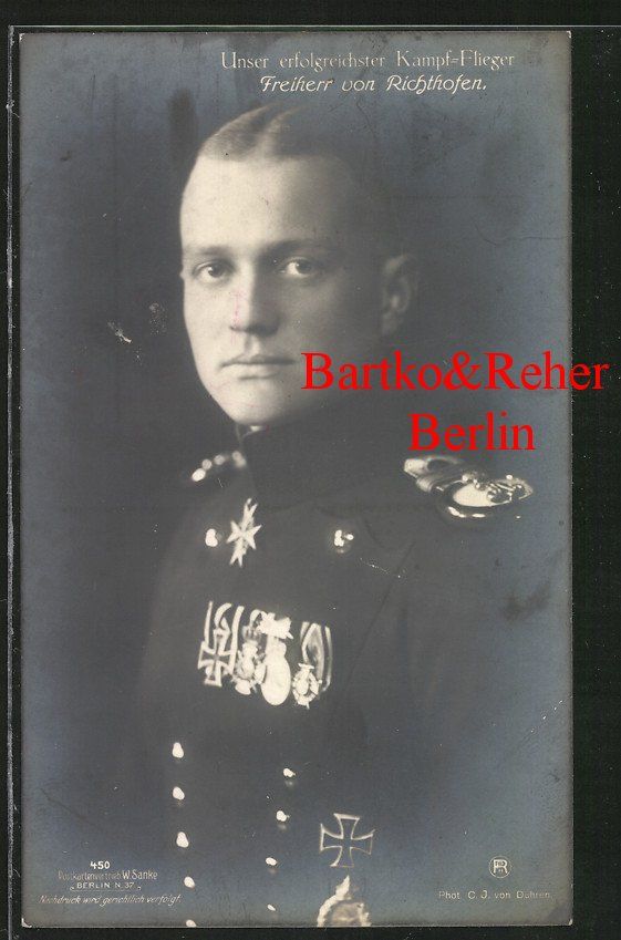 German WWI Flying Ace RICHTHOFEN Red Baron w/ Decorations SANKE 450 