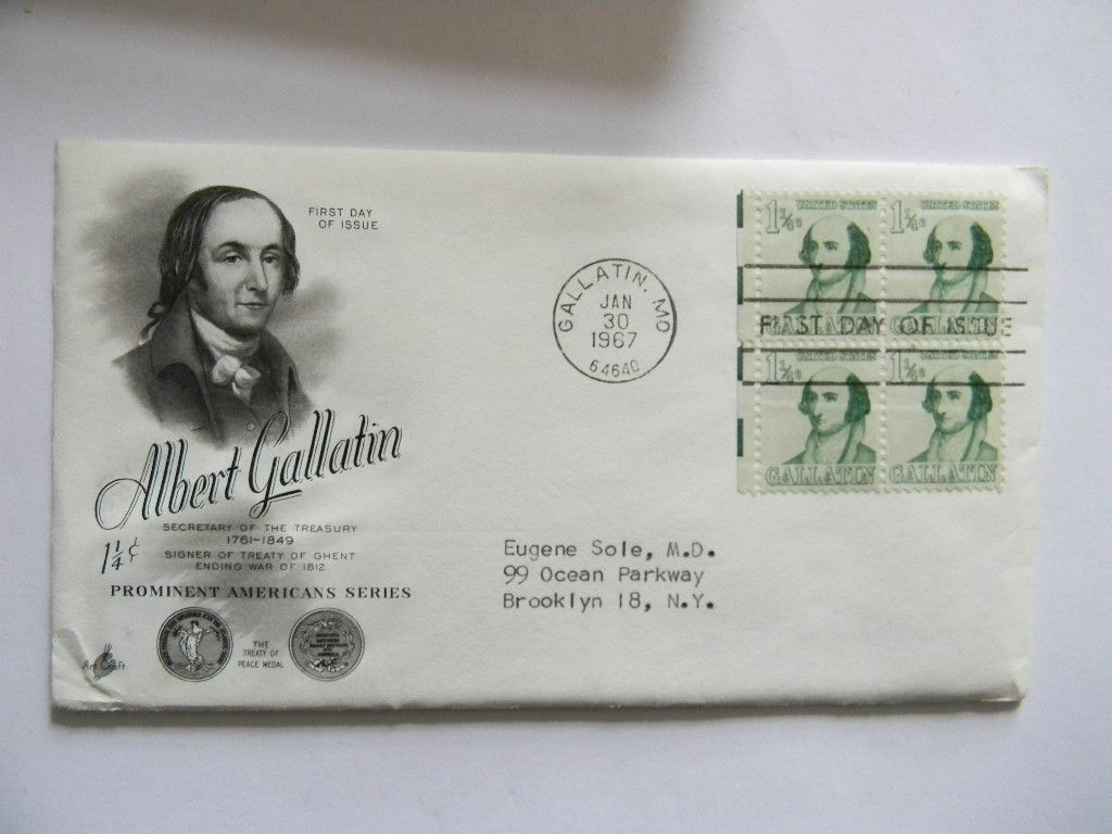 Jan 30TH1967 Honoring Albert Gallatin Prominent American Series First 