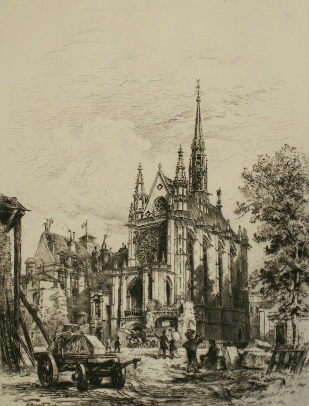 Alfred Brunet Debaines Cathedral French Etching C 1870