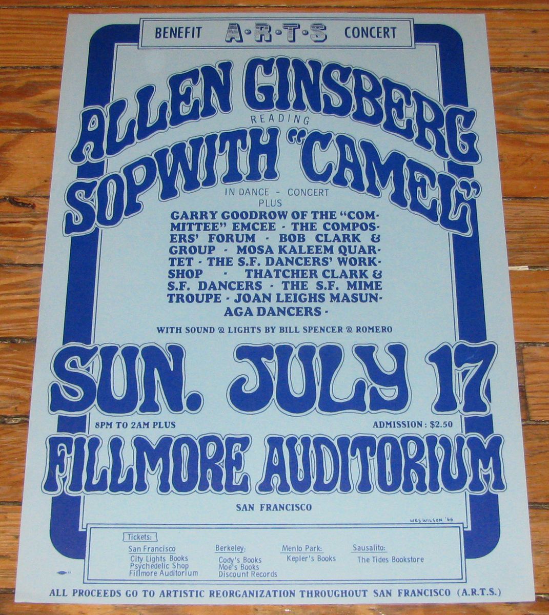 Allen Ginsberg 1966 Fillmore Concert Poster Wes Wilson