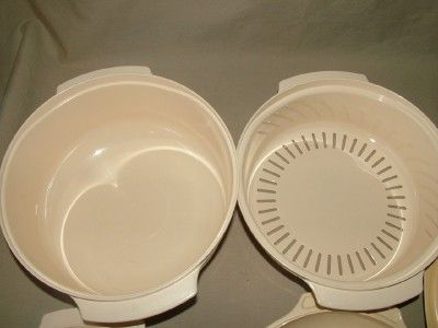 7pc Vintage Tupperware Almond Microwave Stack Cooker Tupperwave 