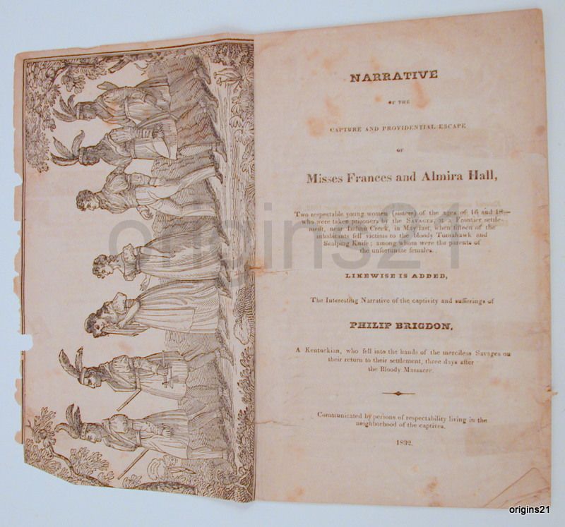 1832 Frontis Capture Escape Hall Sisters Indian Creek Massacre LaSalle 