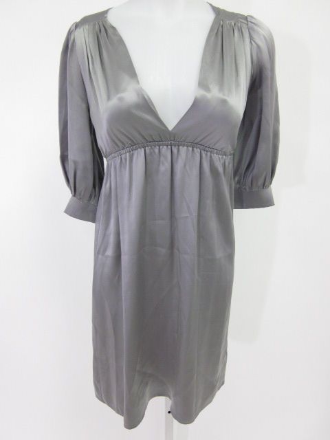 Amanda Uprichard Silver Gray S‎ilk V Neck Dress Sz P