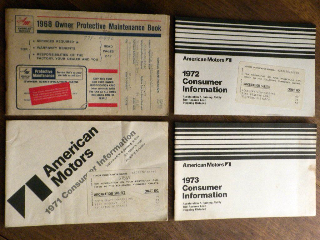 1968 71 72 73 American Motors AMC consumer information booklets LOT 