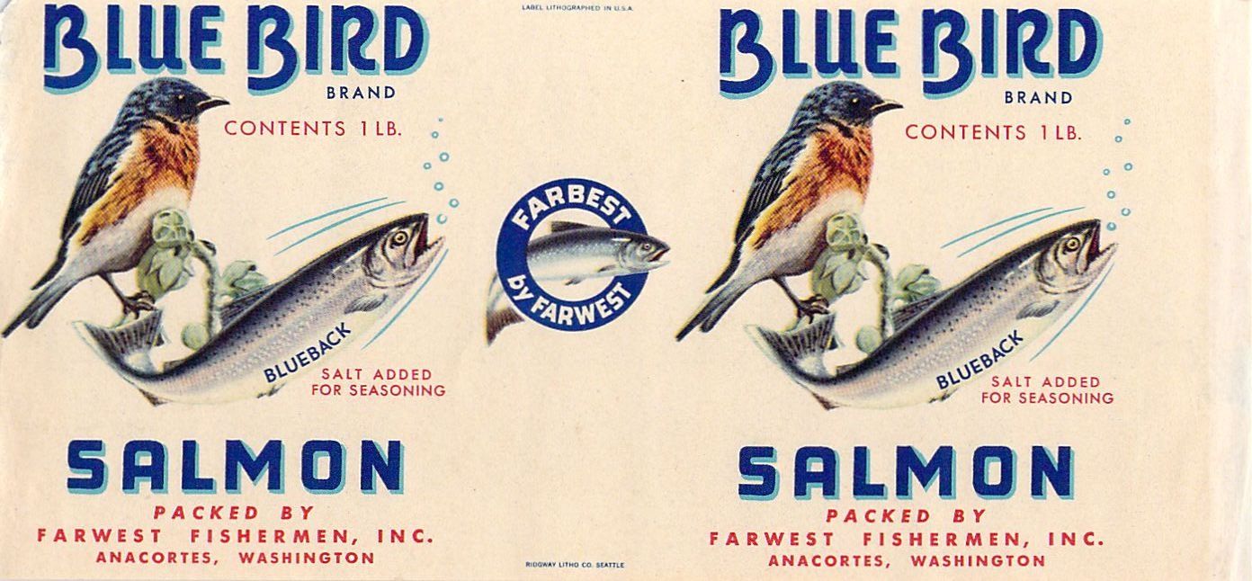   variation salmon type can origin anacortes wa circa 1940 dist litho