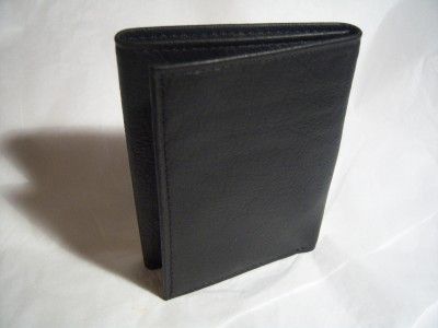 amity black slim trifold leather wallet