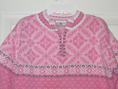 Girls Hanna Andersson Sz 110 US 4 5 6 Pink Gray White Snowflake 