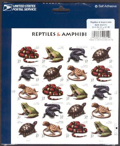 reptiles amphibians sheet scott 3814 18 po sealed and fresh mint as it 