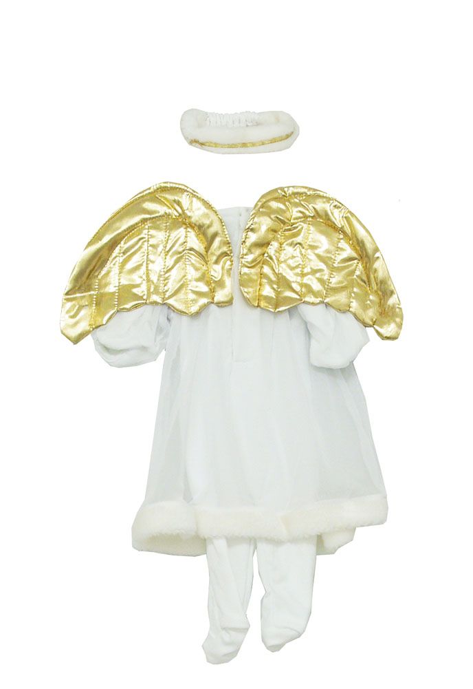 Angel Gown Gold Wings Baby Halo Headband and Button Up Bodysuit 