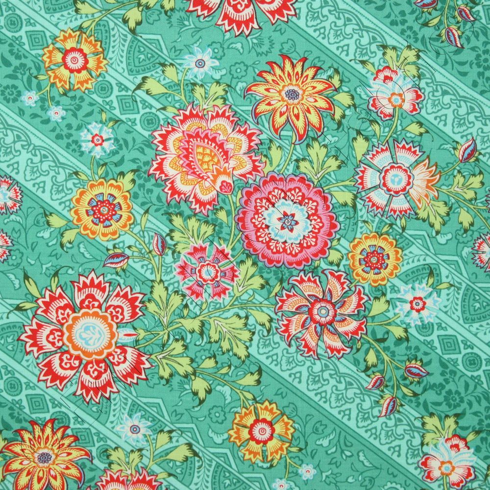 Amy Butler Lark Glamour Heirloom Jade Green Cotton Quilt Quilting 