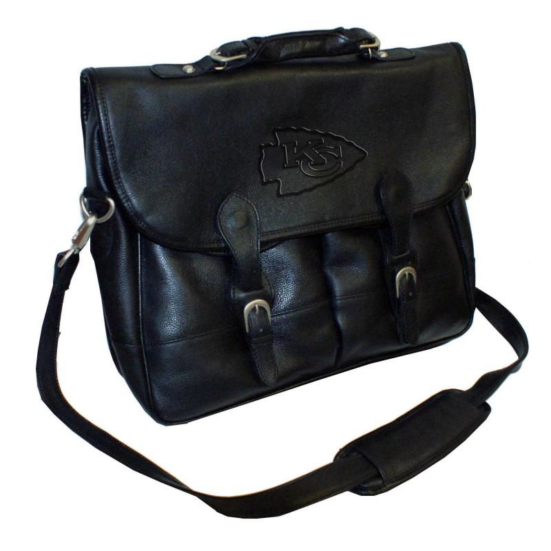   NFL Collection Debossed Black Leather Anglers Briefcase Bag