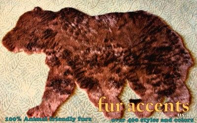   SKIN AREA RUG FAUX FUR ACCENT FAKE SHEEPSKIN THROW LOG CABIN ART PELT