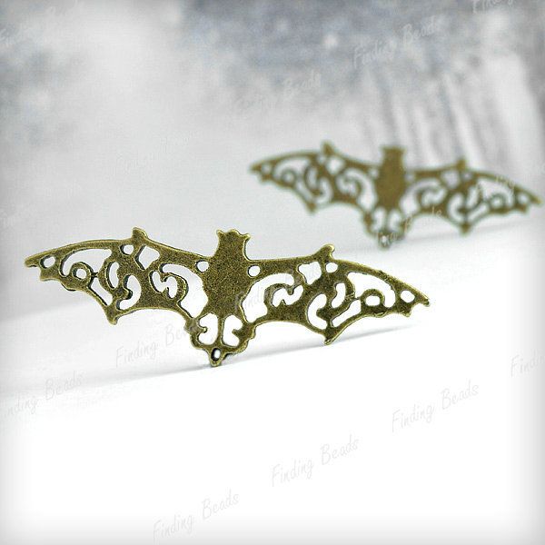 10 Bat fashion Animal Links connector vintage style Antique Brass 