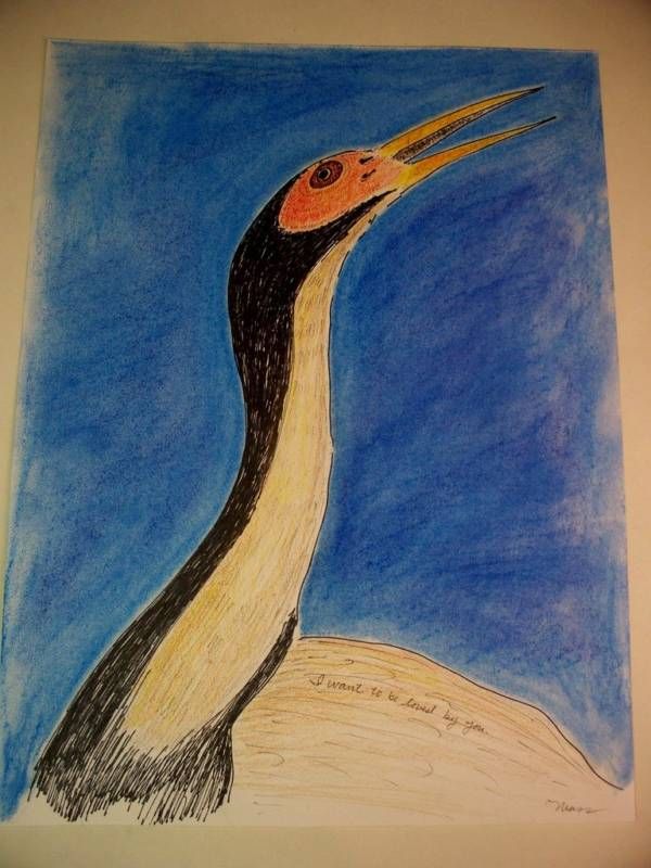 Mass Outsider Art Folk Crane Heron Bird Love Hope Rural