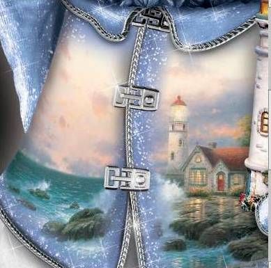 Thomas Kinkade Beacon of Hope Seaside Snowman Free s H