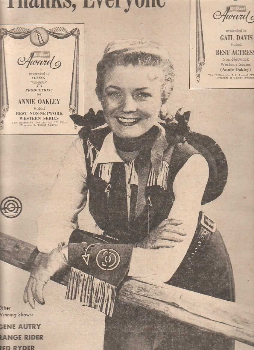 Gail Davis Annie Oakley 1955 Ad Best Actress Award Success Flying A 