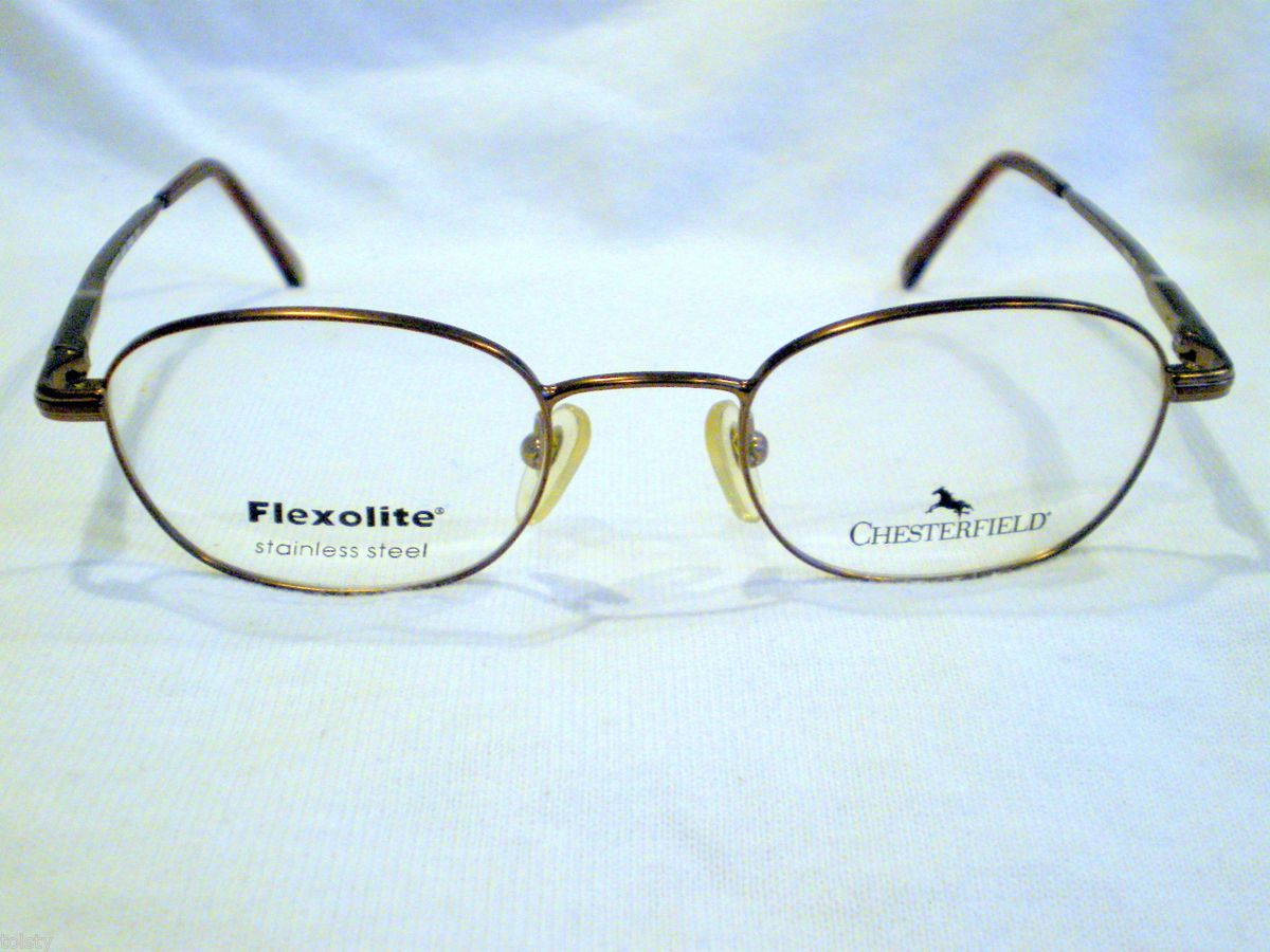 Vintage Chesterfield Eyeglasses Metallic Brown Spring Hinges 44 19 130 