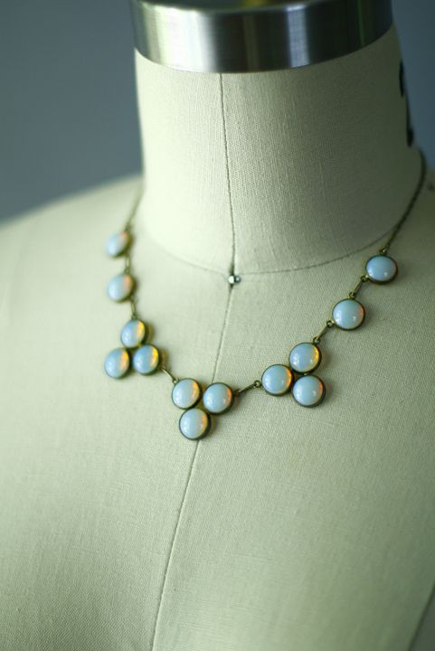 antique deco moonstone opal jewelry set