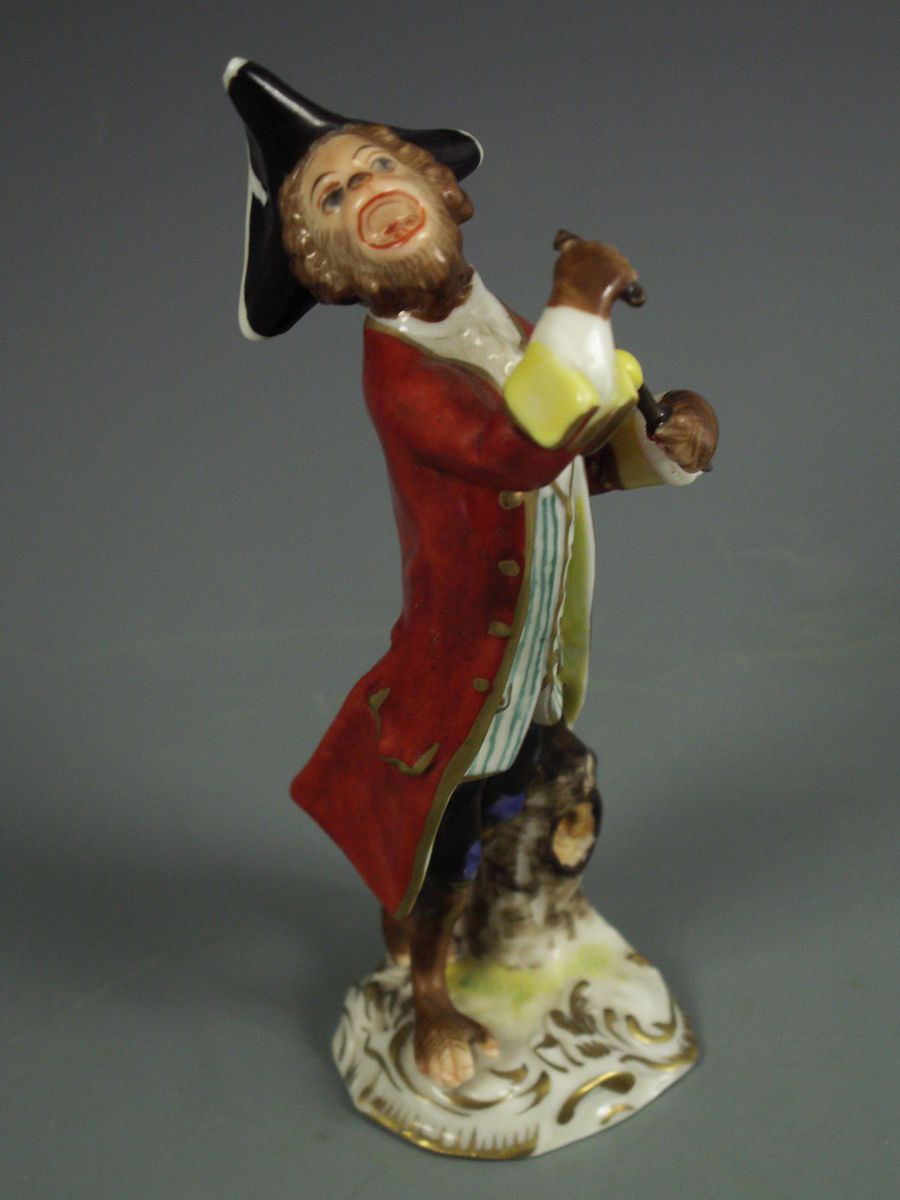 Antique Volkstedt German Porcelain Monkey Band Drummer Dresden 