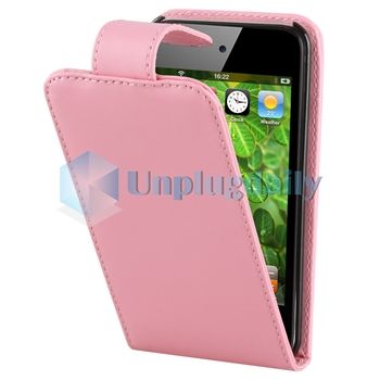  Apple iPod Touch 4 4G 4th Generation Pink Leather Flip Case Skin Cover