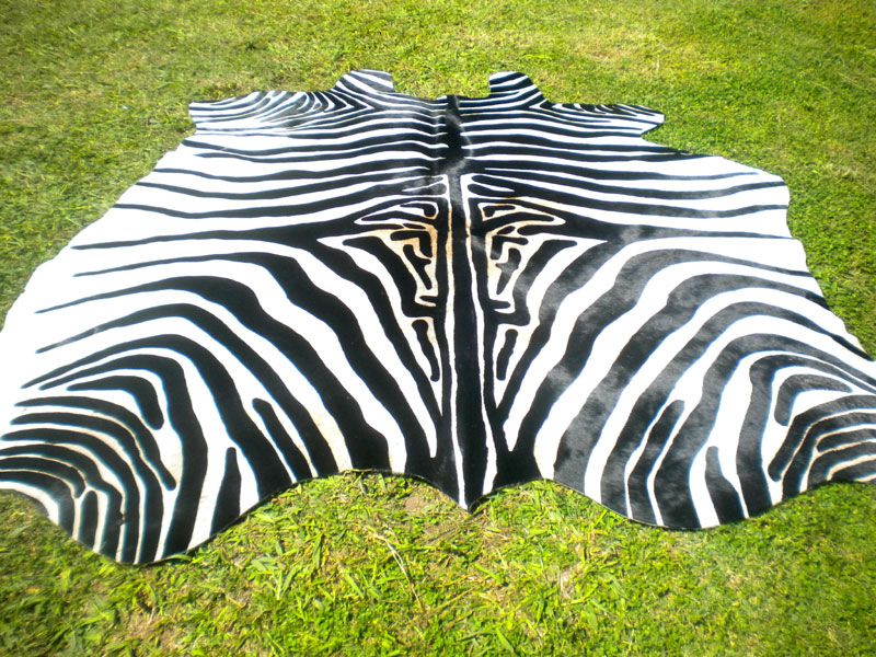 Zebra Print Printed Cowhide Skin Rug Cow Hide DC3415