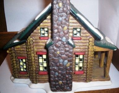 St. Nicholas Square Christmas Village porcelain building   Log Cabin