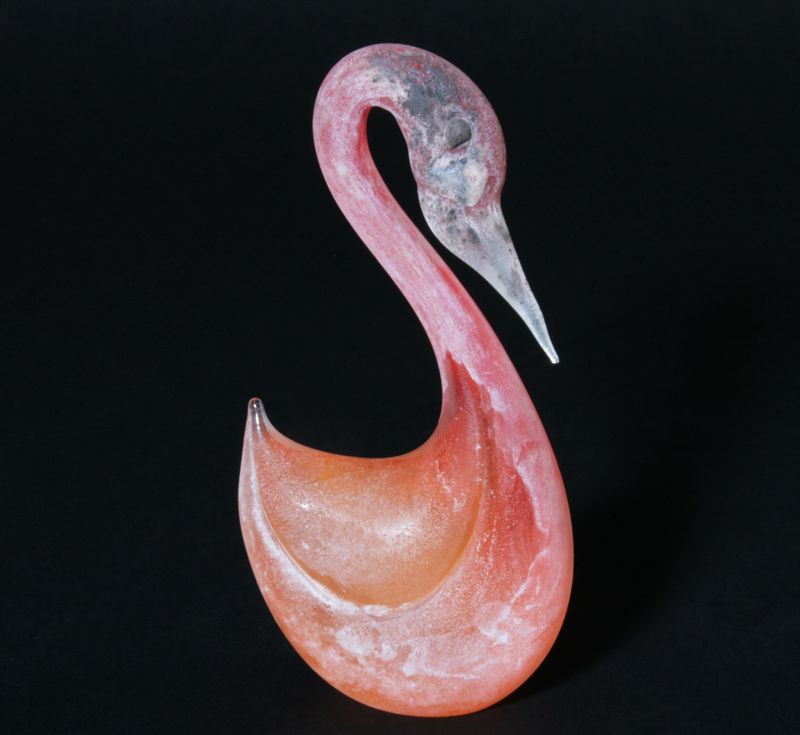 Antonio da Ros Cenedese Murano Glas Figur Schwan a Scavo Sommerso 