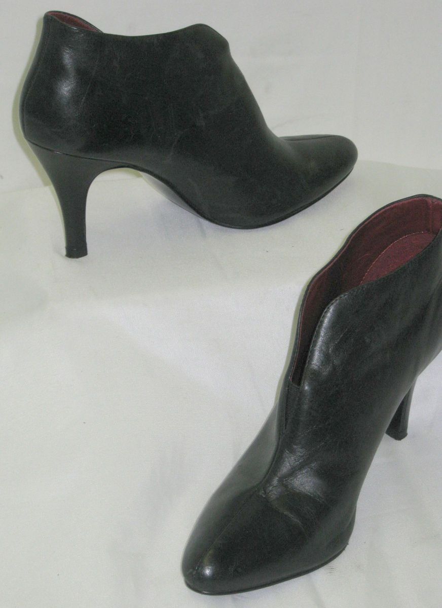 Apt 9 Black Leather Women Heel Ankle Boots Sz 8 5