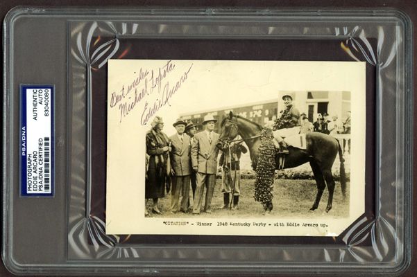   Winner Citation Signed by Jockey Eddie Arcaro PSA Authentic