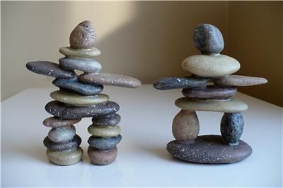 NEW TWO 5 IN. INUKSHUKS GARDEN FIGURINES set 2 STONES DIRECTION SAFE 