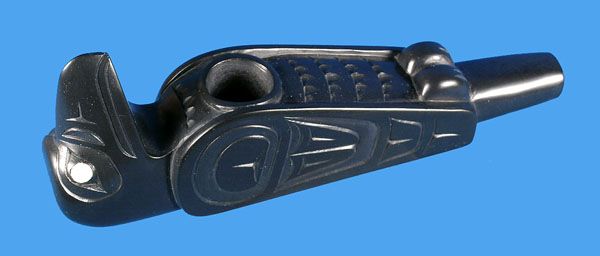 Fine Haida Argillite Raven Pipe Northwest Coast Art