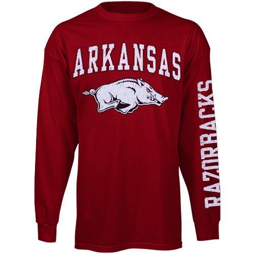 Arkansas Razorbacks Big Arch Logo Long Sleeve T Shirt Cardinal