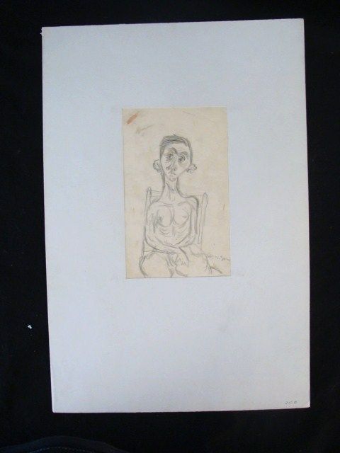 Antique Original David Aronson Pencil Drawing of A Man