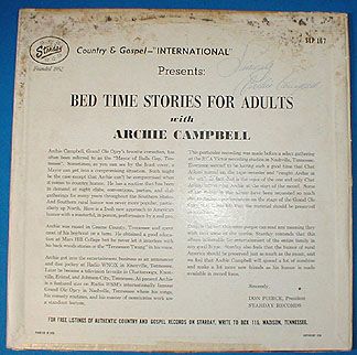 AUTOGRAPHED vinyl lp ARCHIE CAMPBELL Bedtime Stories Adults Starday 