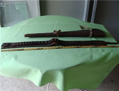 Vintage Leather Cartridge Belt Rifle Scabbard as Found in Shed in East 