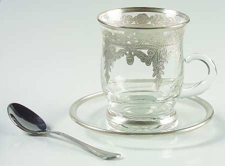 manufacturer arte italica pattern vetro silver piece cup and saucer 