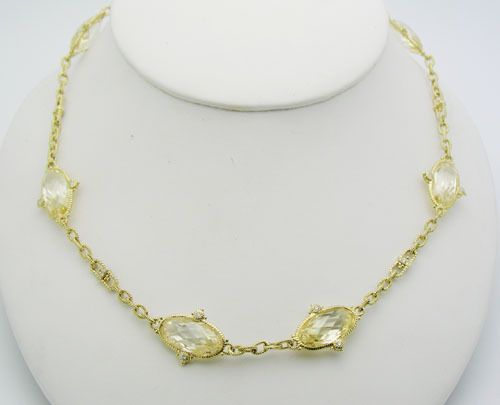 Judith Ripka Large Oval Arielle Gold Citrine Neckalce