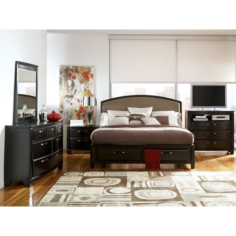 Ashley Emory King Upholstered Panel Headboard Brown Finish – Free 